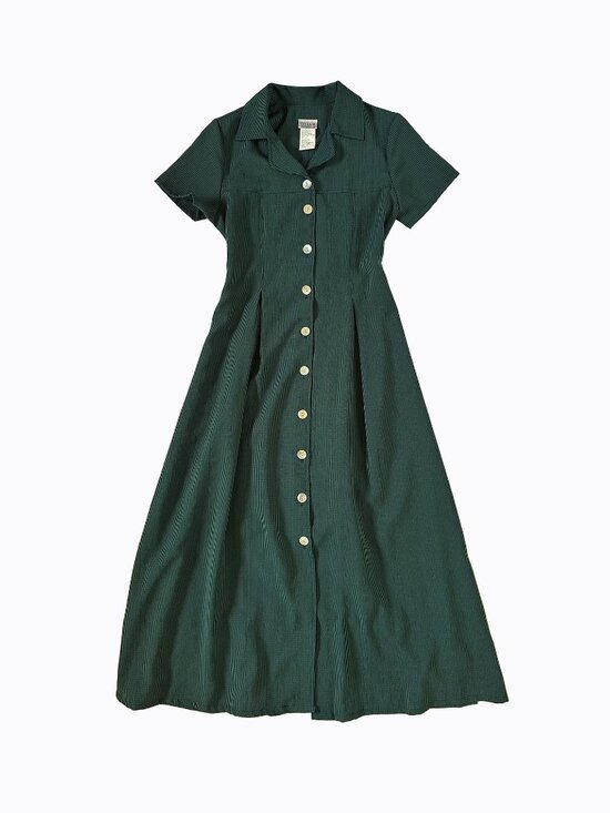 Vintage Studio Dresses & Skirts - Vtg 90s Vintage Studio Green Plaid Maxi Dress S Button Front Tie Back Whimsigoth